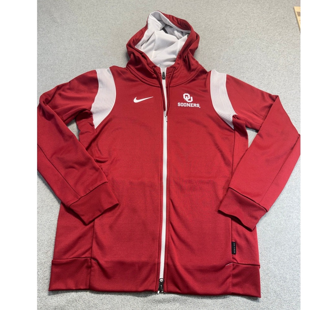 Nike Oklahoma Sooners Womens Small Crimson Therma-FIT Full Zip Hoodie Jacket